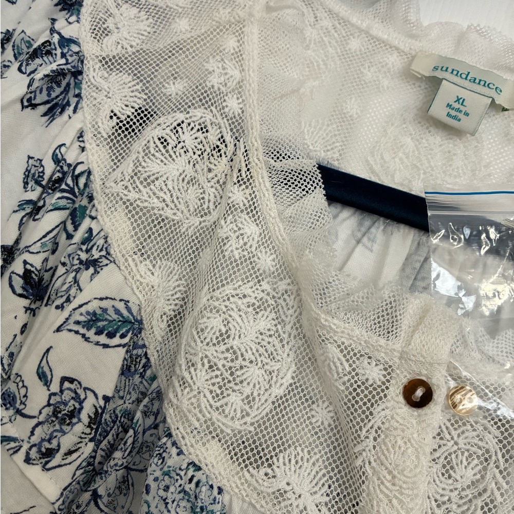 Sundance Blue and Cream Floral Blouse - Picture 5 of 5
